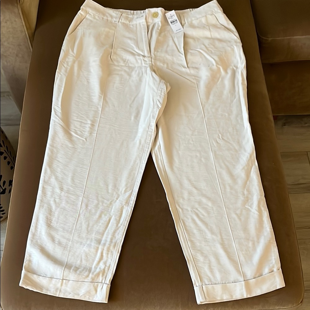 LOFT Cream Ankle Pants